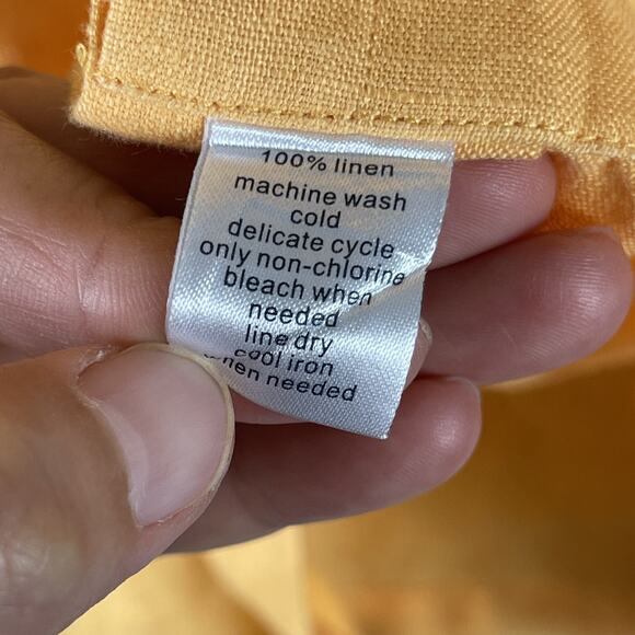 Paul Fredrick Linen Shirt Mens 3XL Orange Roll Tab Long Sleeve Button Up Relaxed - Picture 8 of 14